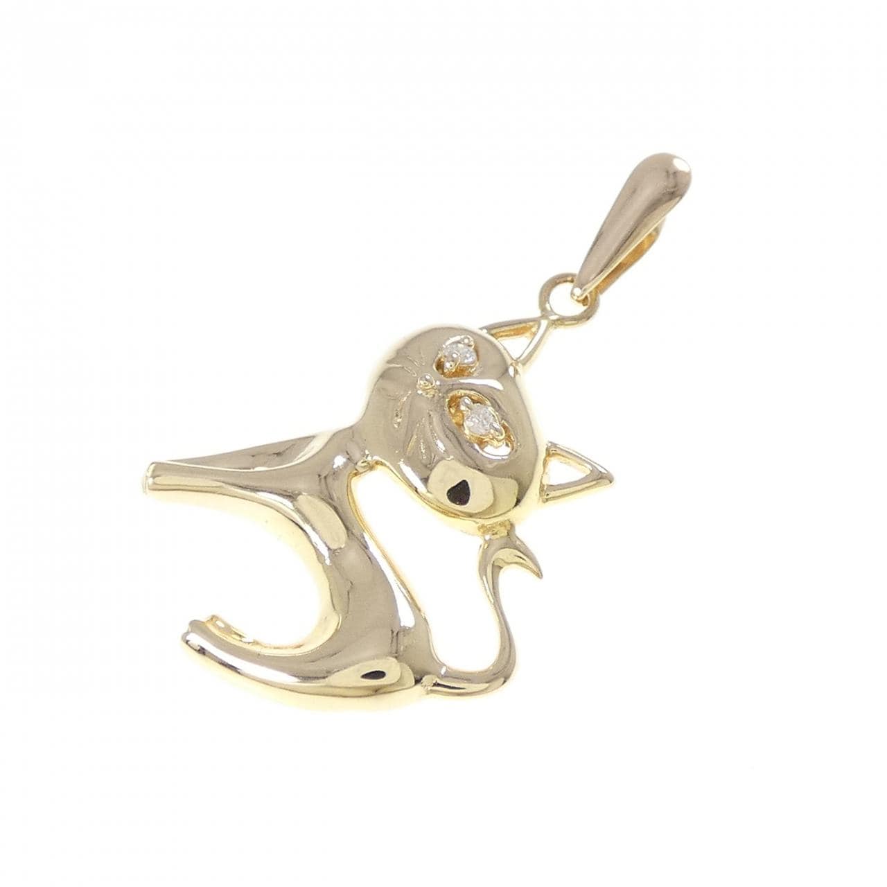 K18YG キャット ダイヤモンド ペンダント