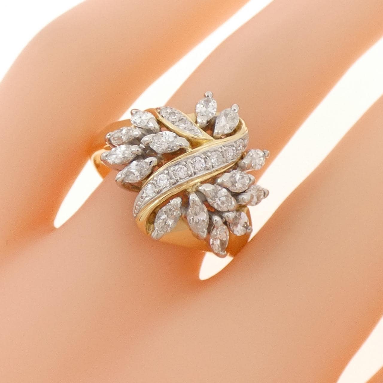 K18YG/PT900 ダイヤモンド リング 1.08CT