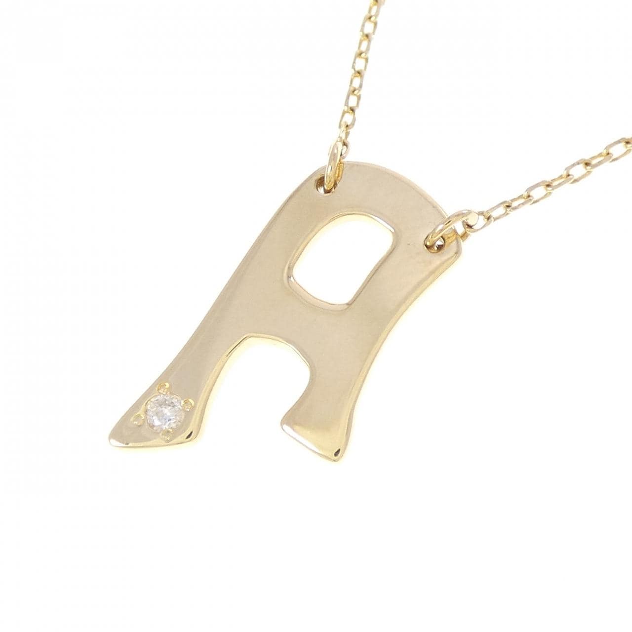 K18YG イニシャルA ダイヤモンド ネックレス 0.02CT