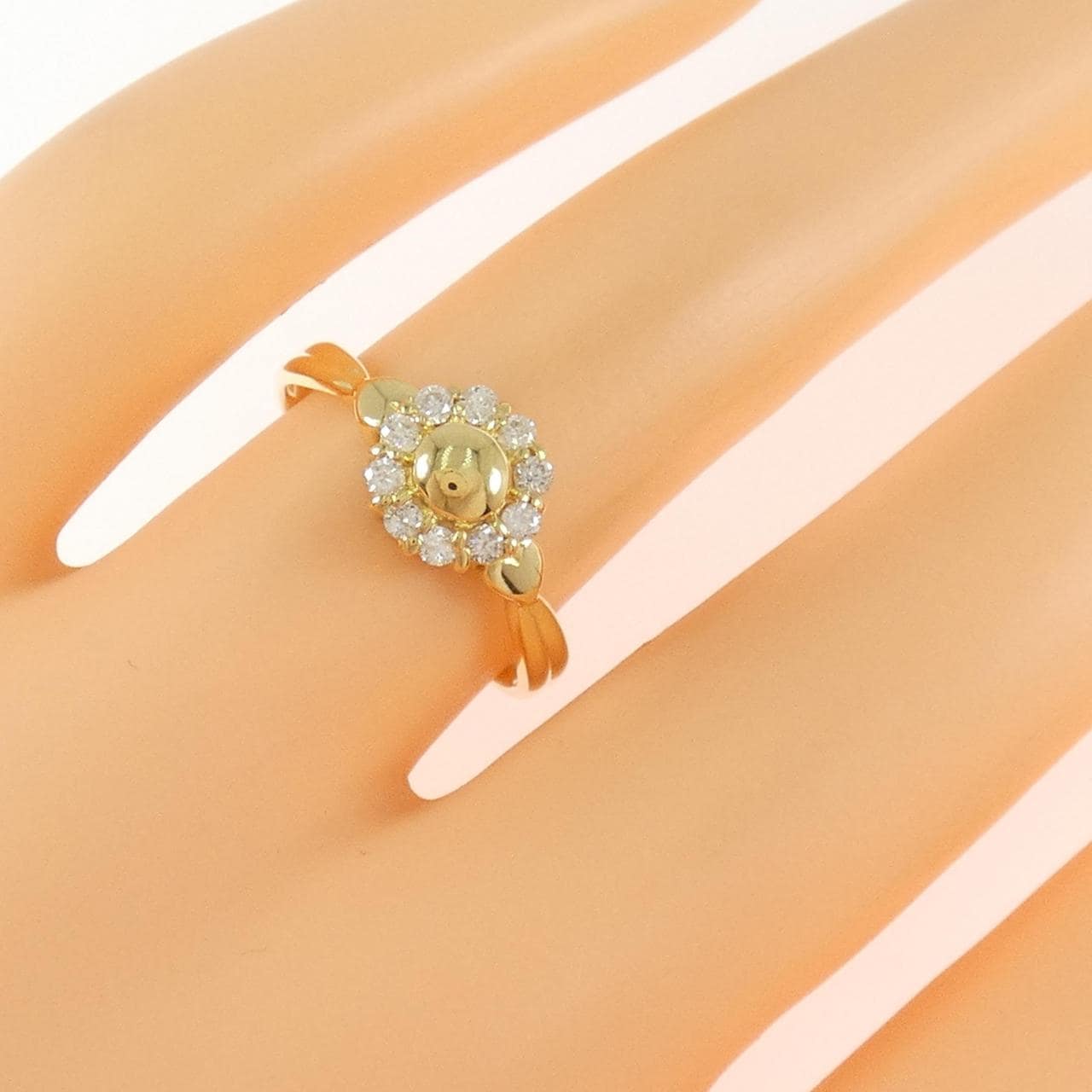K18YG フラワー ダイヤモンド リング 0.18CT
