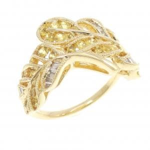 K18YG リーフ サファイヤ リング 0.62CT
