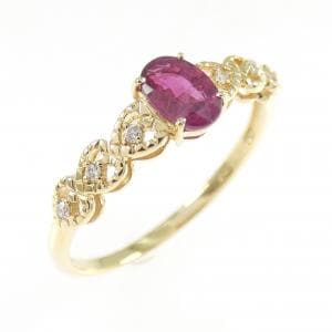 K18YG ハート ルビー リング 0.42CT