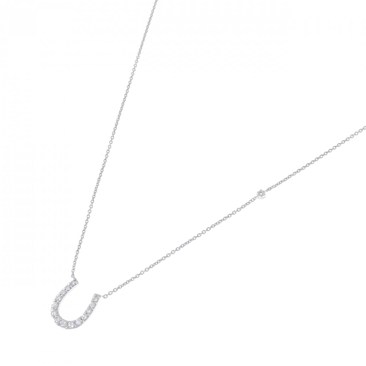 K18WG ホースシュー ダイヤモンド ネックレス 0.20CT