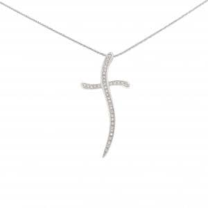 K18WG クロス ダイヤモンド ネックレス 0.50CT