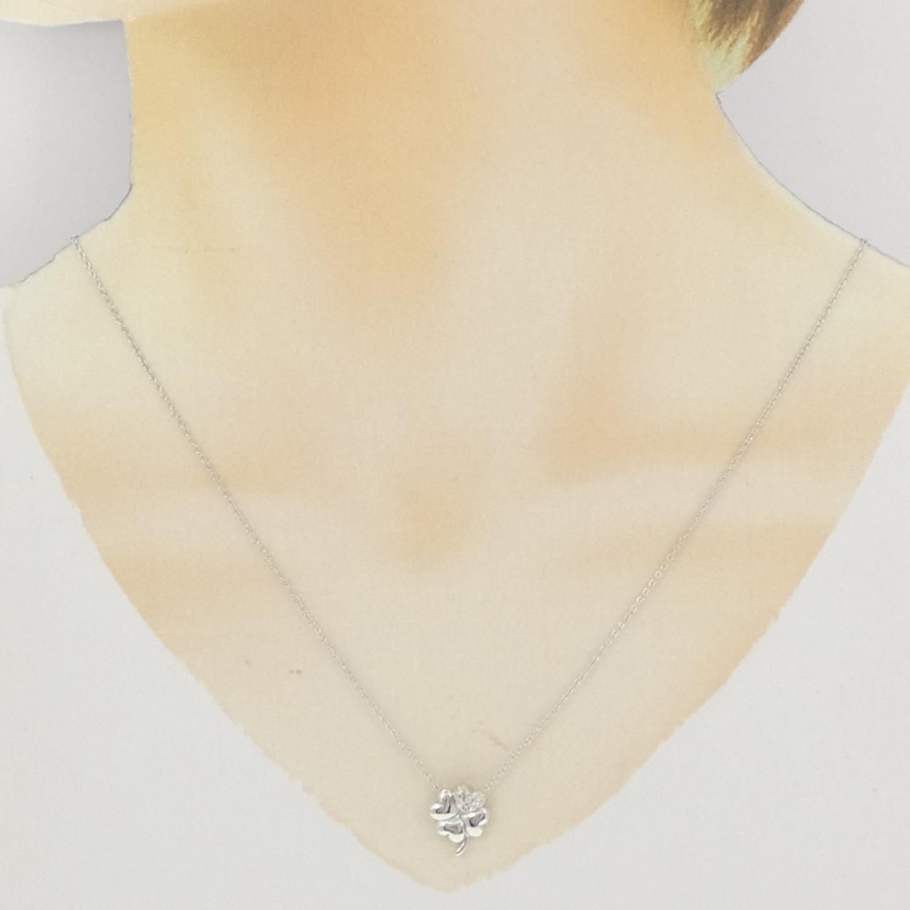 K18WG クローバー ダイヤモンド ネックレス 0.06CT