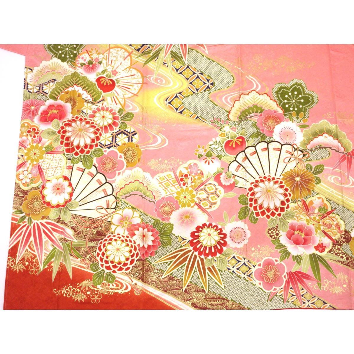 【未使用品】振袖　京友禅金彩加工　刺繍入りボカシ染