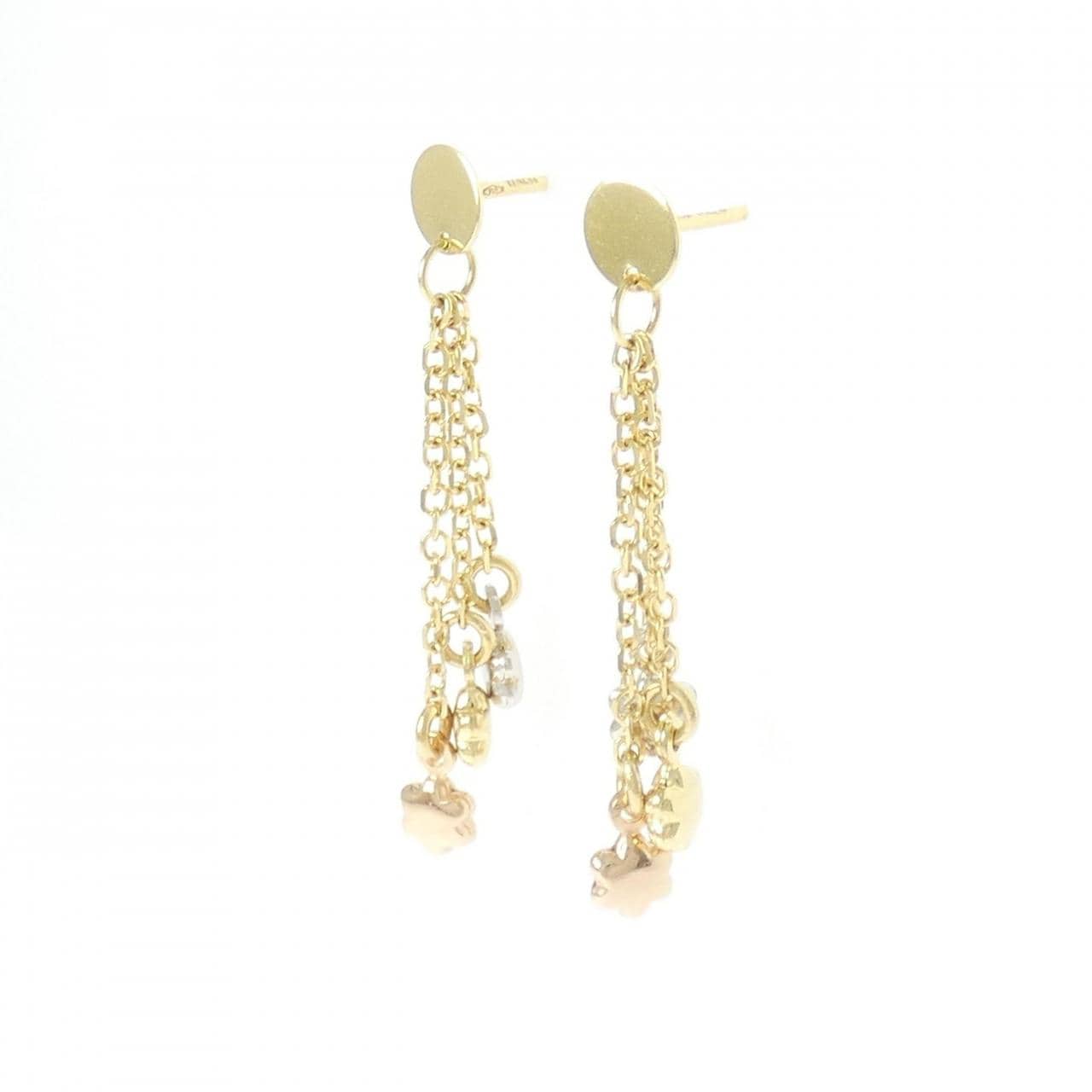 750スリーカラー/K18YG フラワー ピアス