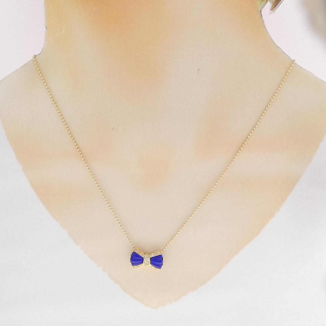 K18YG リボン ラピスラズリ ネックレス