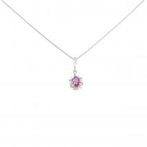 PT900/PT850 ルビー ネックレス 0.25CT