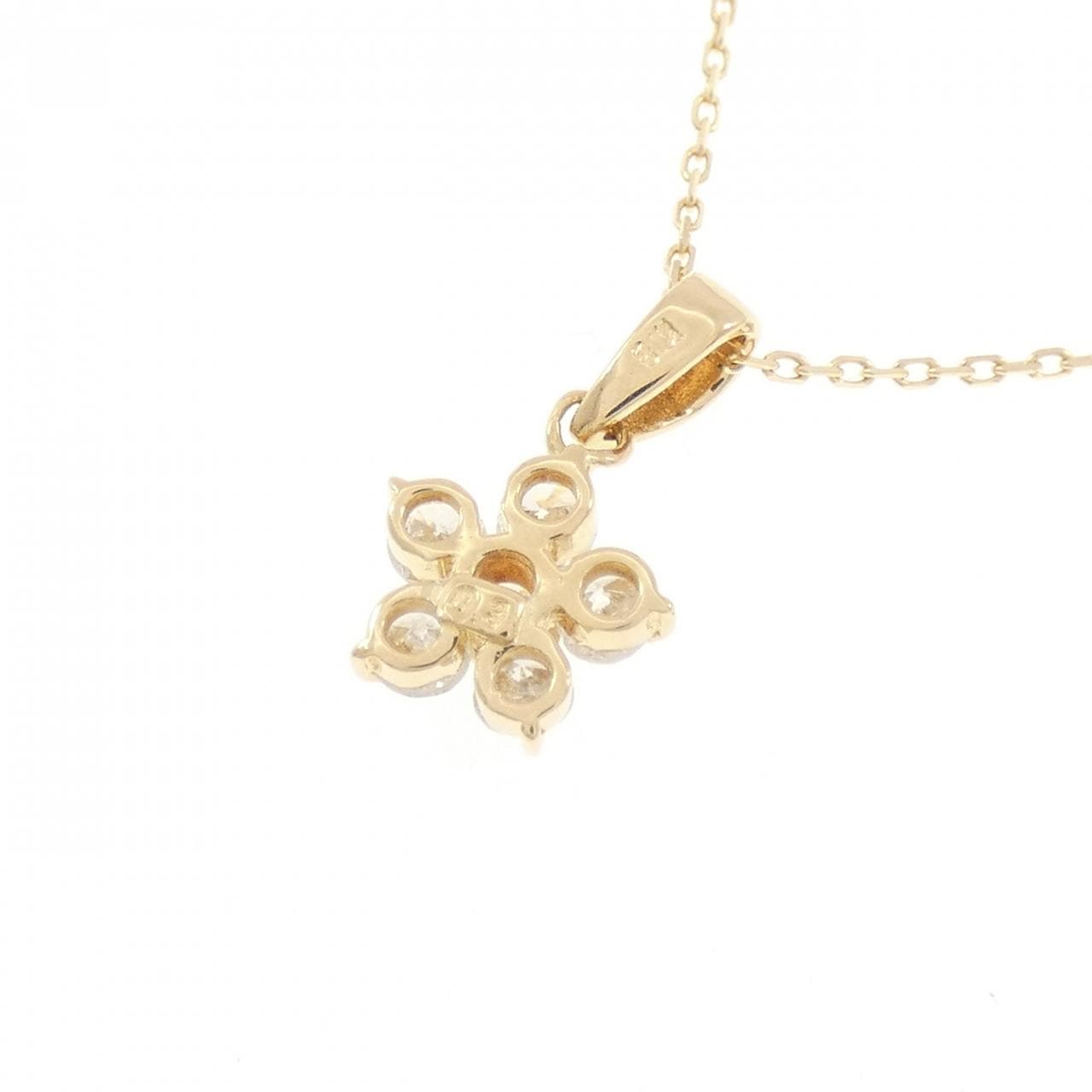 K18YG フラワー ダイヤモンド ネックレス 0.3CT