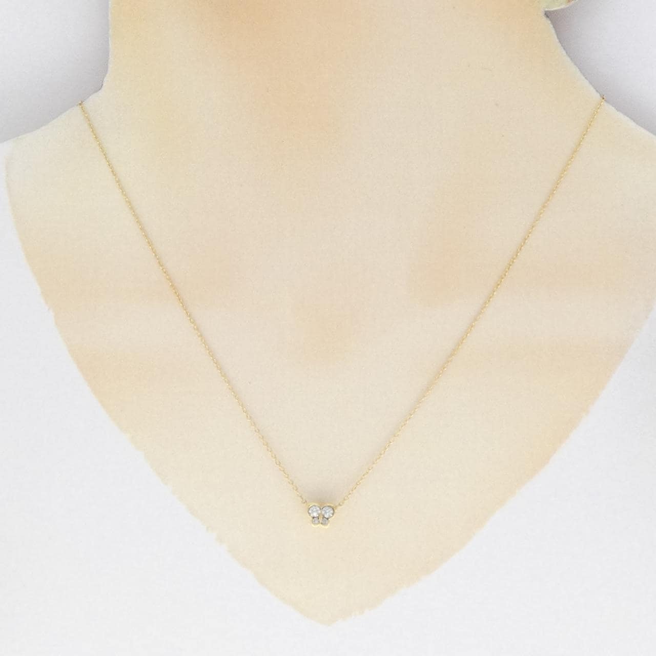 K18YG バタフライ ダイヤモンド ネックレス 0.16CT