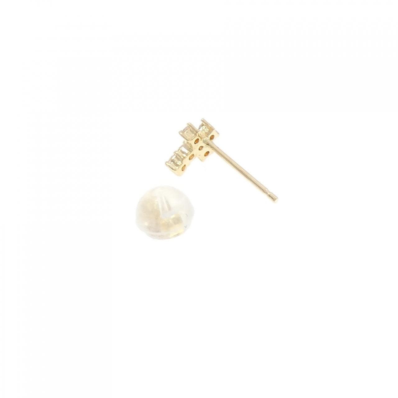 K18YG クロス ダイヤモンド ピアス 0.06CT 片耳