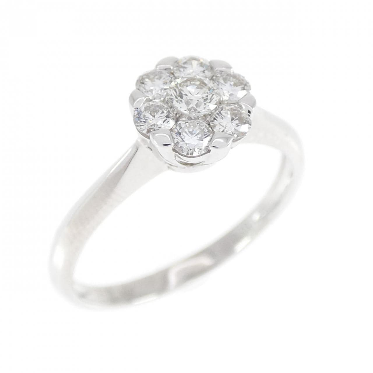 750WG フラワー ダイヤモンド リング 0.39CT