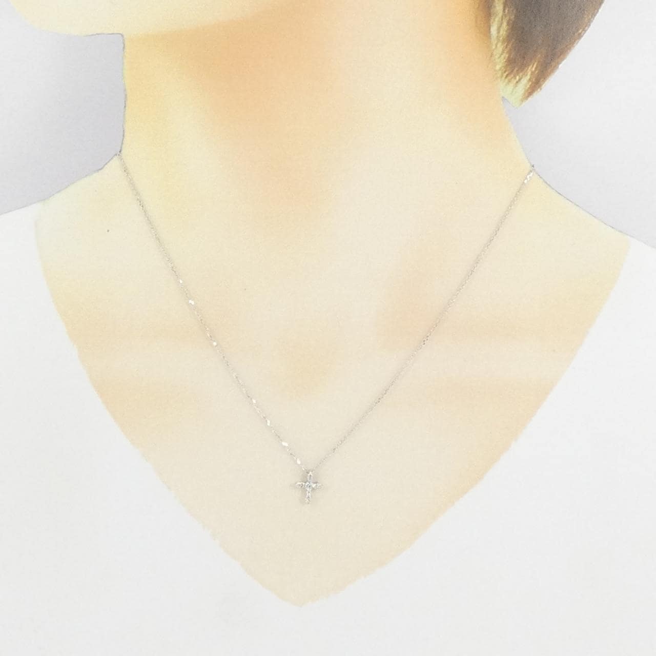 スタージュエリー クロス ダイヤモンド ネックレス 0.08CT
