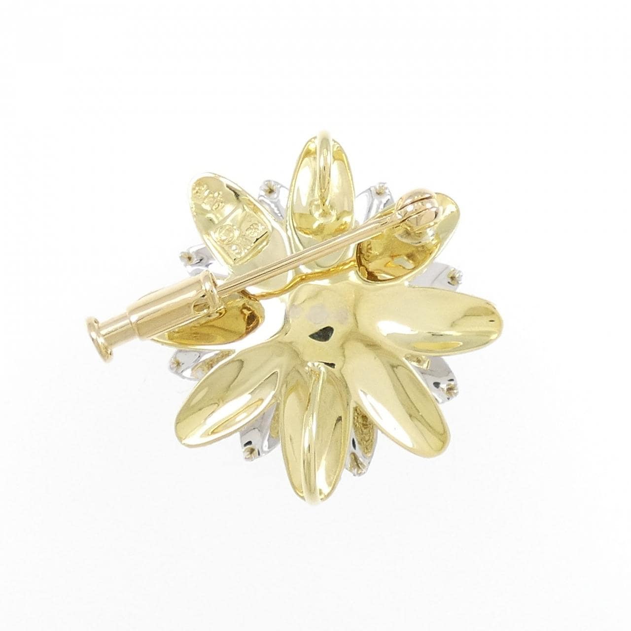 K18YG/K18WG Flower Diamond Brooch 0.13CT