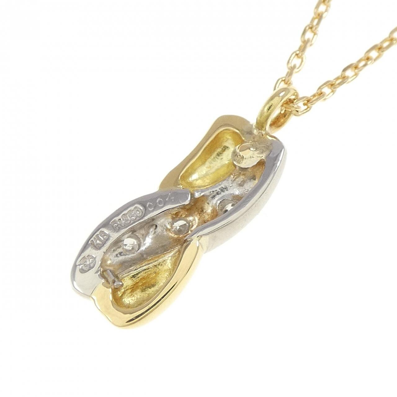 K18YG/PT850 ダイヤモンド ネックレス 0.04CT