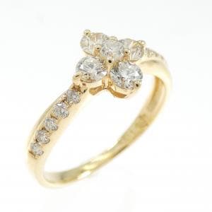 K18YG フラワー ダイヤモンド リング 0.50CT