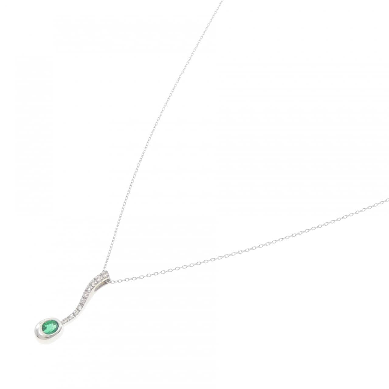K18WG エメラルド ネックレス