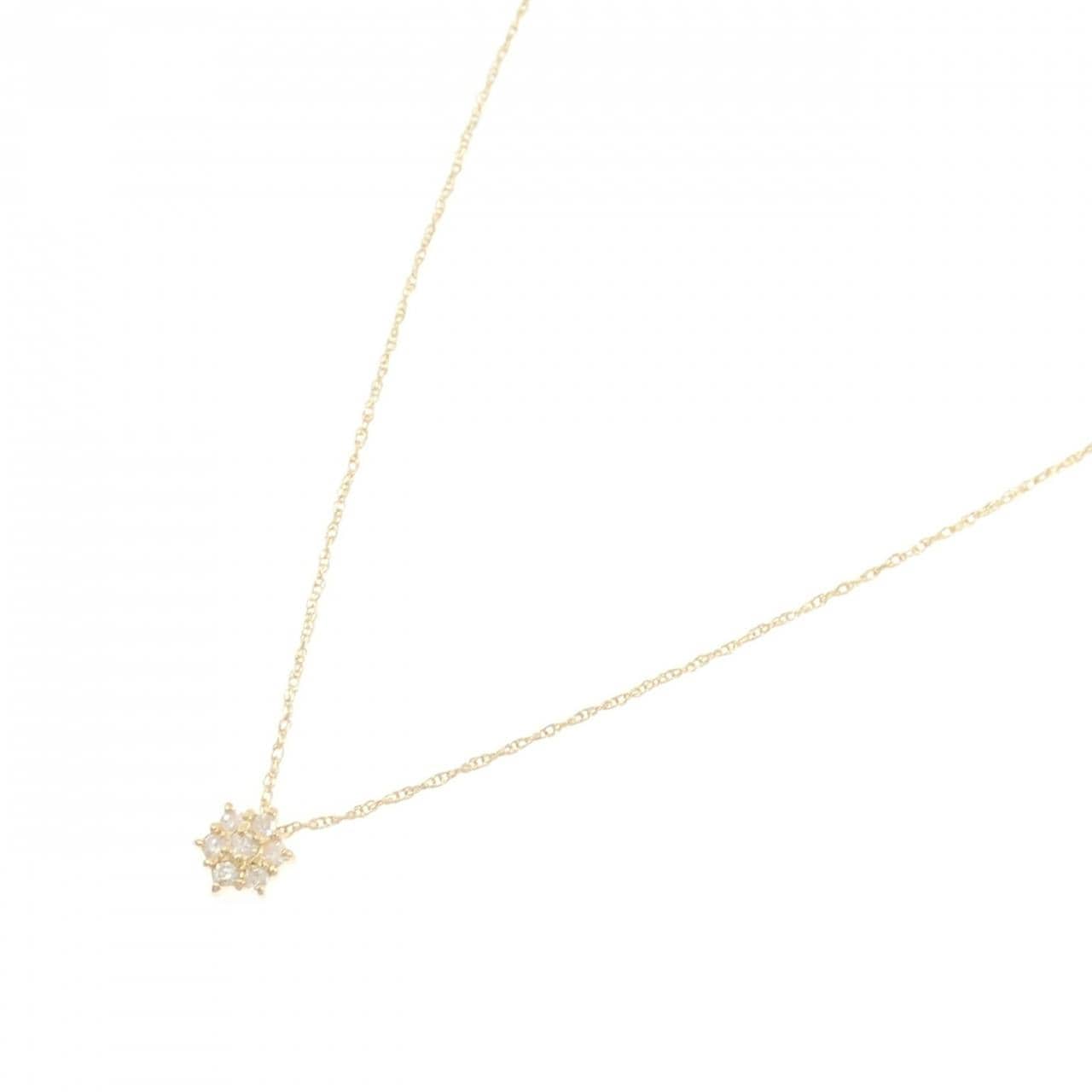 750YG フラワー ダイヤモンド ネックレス