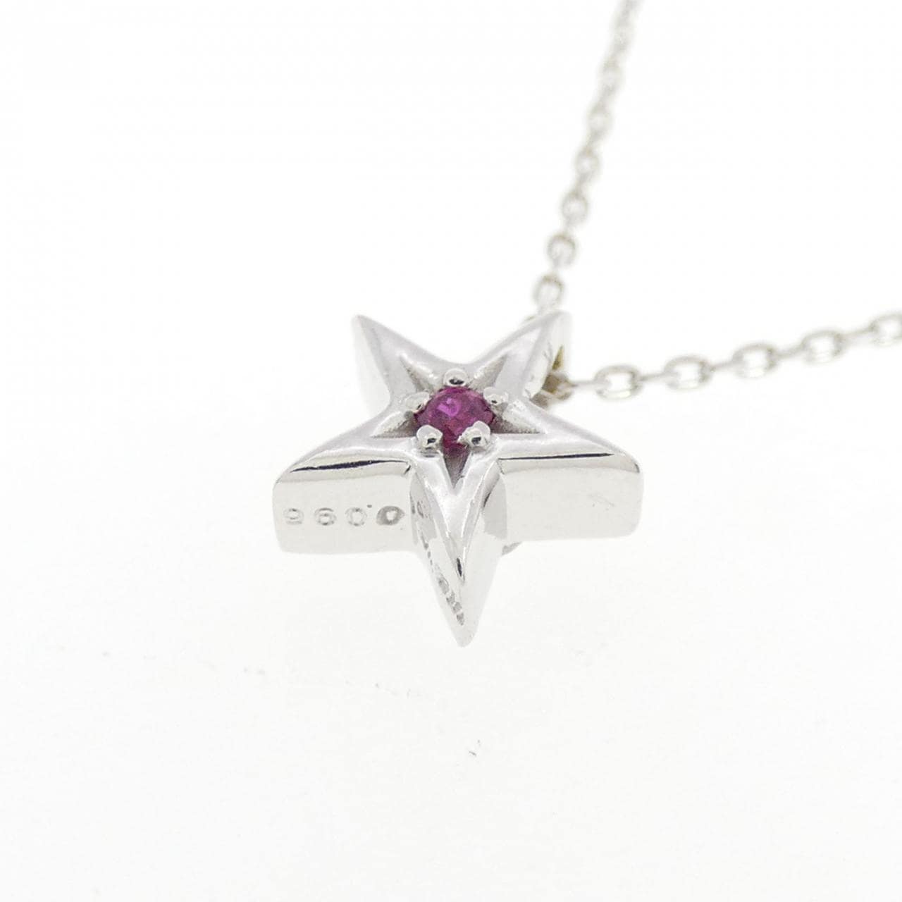 K18WG スター ルビー ネックレス
