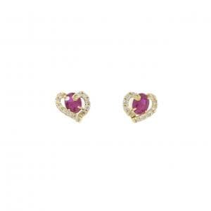 K18YG ハート ルビー ピアス 0.61CT