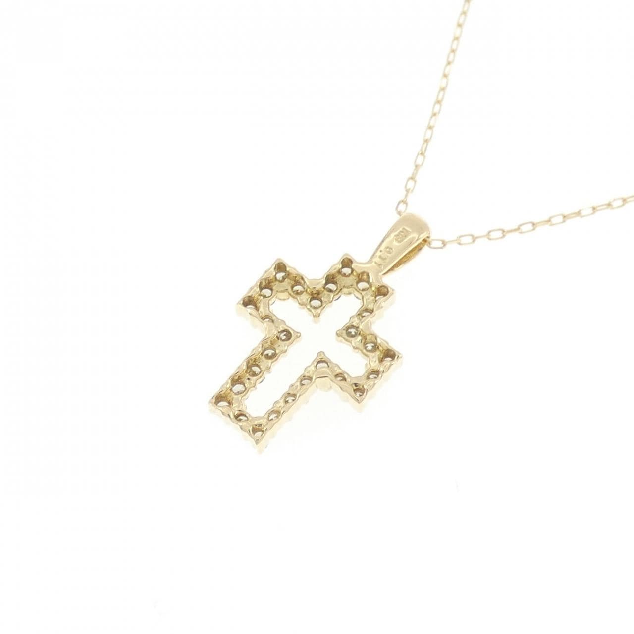 K18YG クロス ダイヤモンド ネックレス 0.11CT