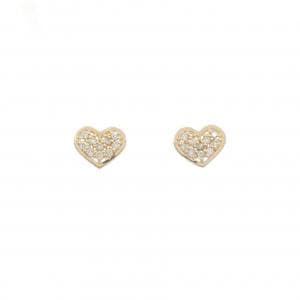 K18YG ハート ダイヤモンド ピアス 0.12CT
