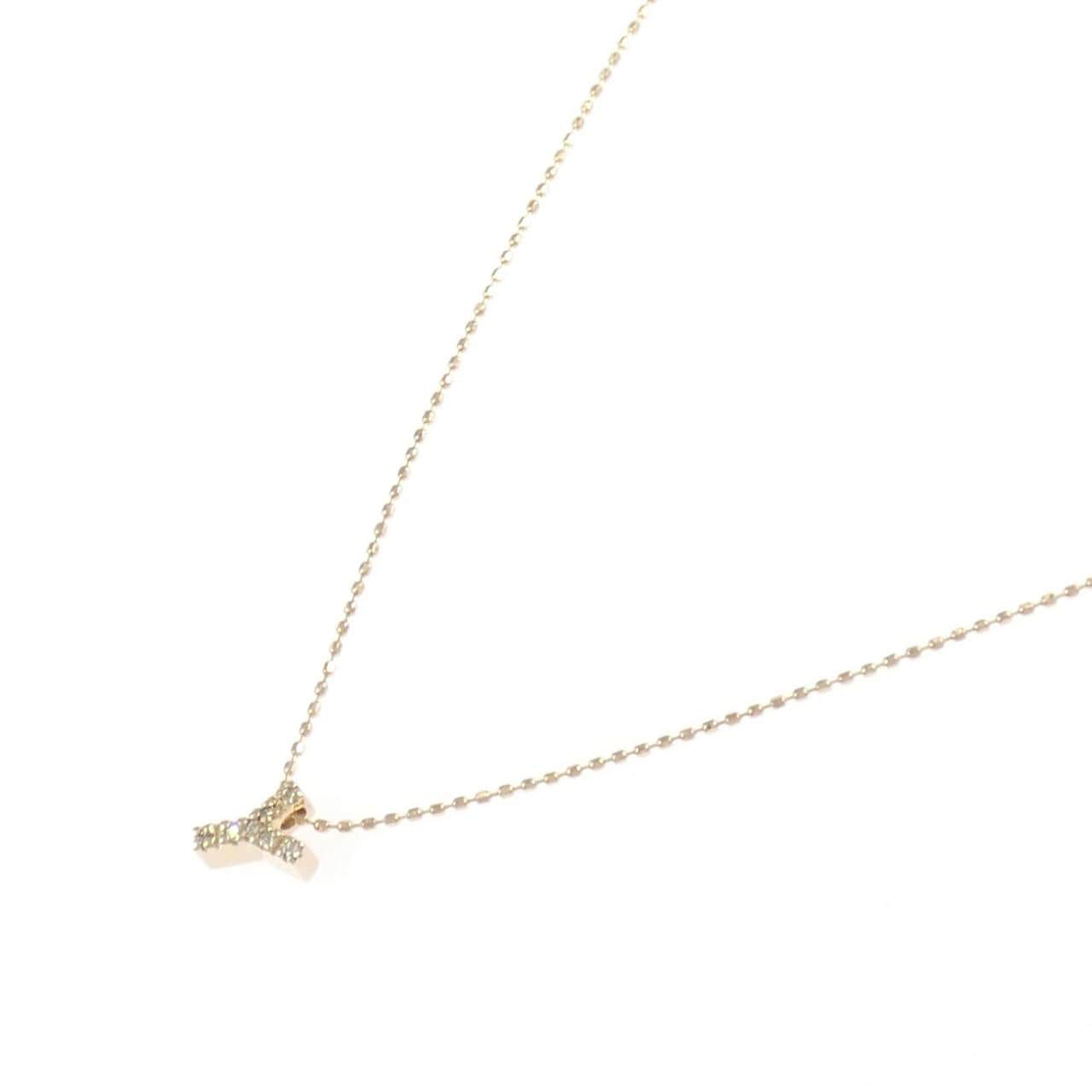 K18PG/750PG イニシャルY ダイヤモンド ネックレス 0.04CT