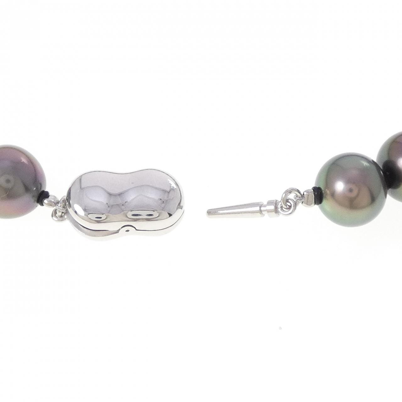 シルバークラスプ 黒蝶パール ネックレス 9-11.5mm