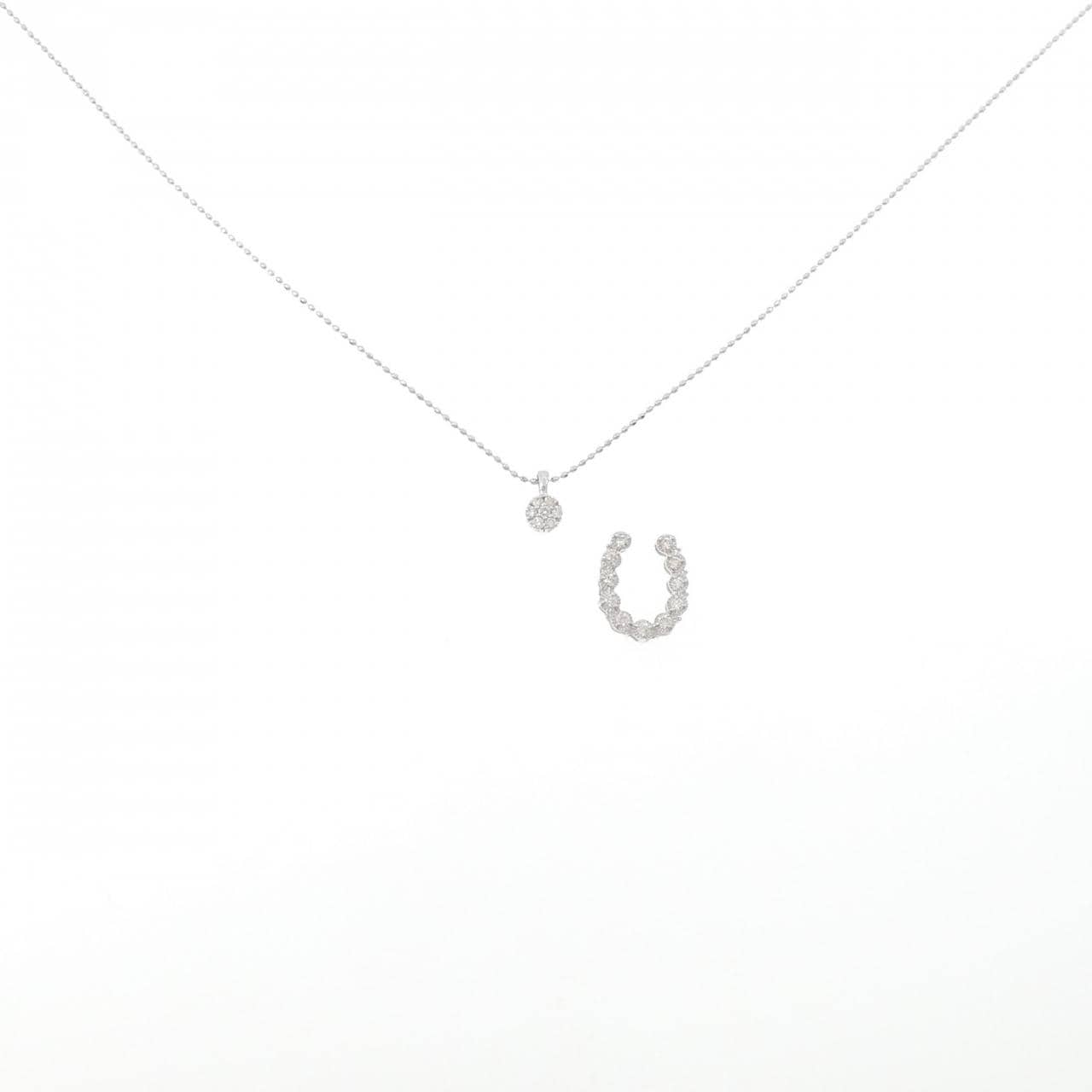 K18WG 2WAY ダイヤモンド ネックレス 0.08CT