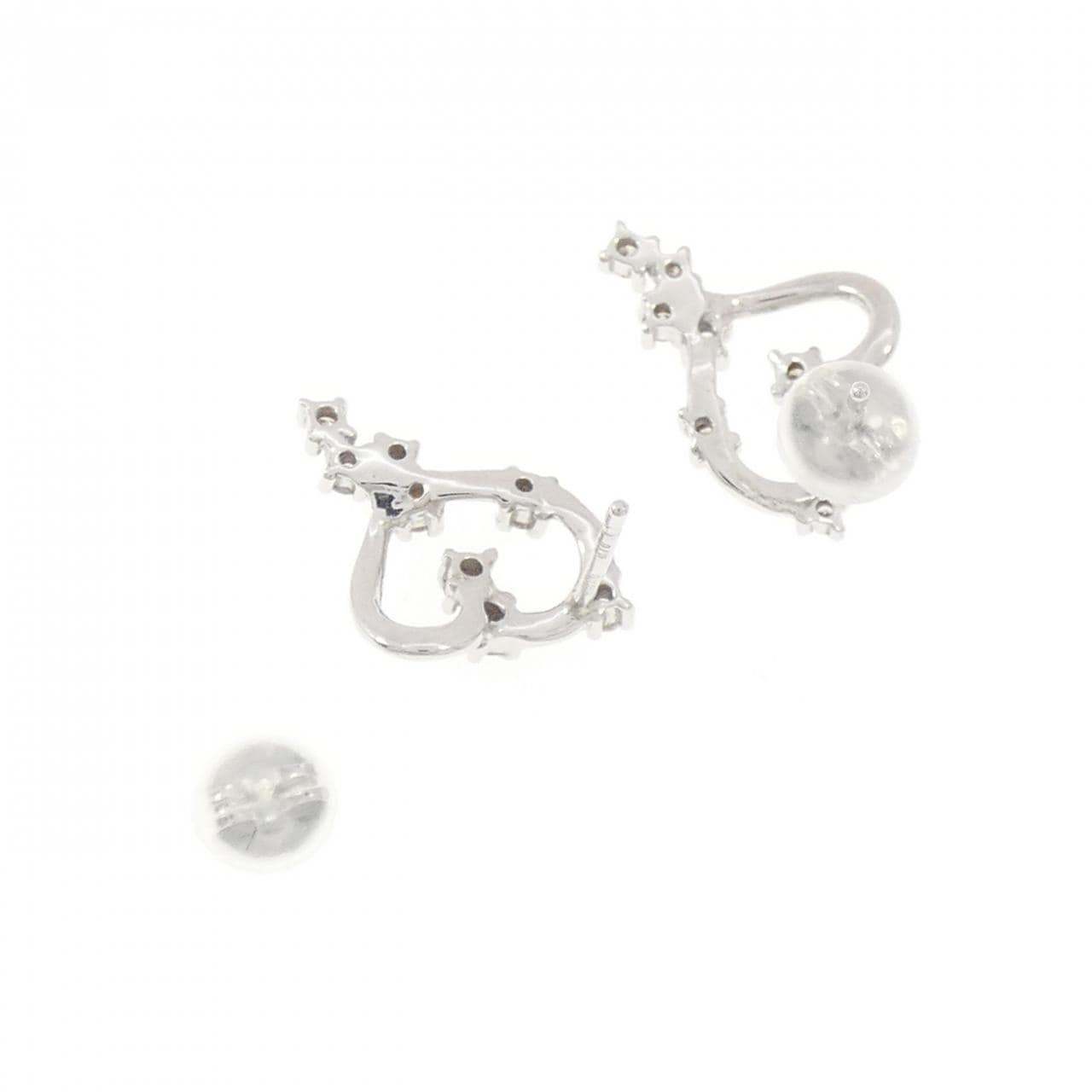 K18WG ハート ダイヤモンド ピアス 0.20CT