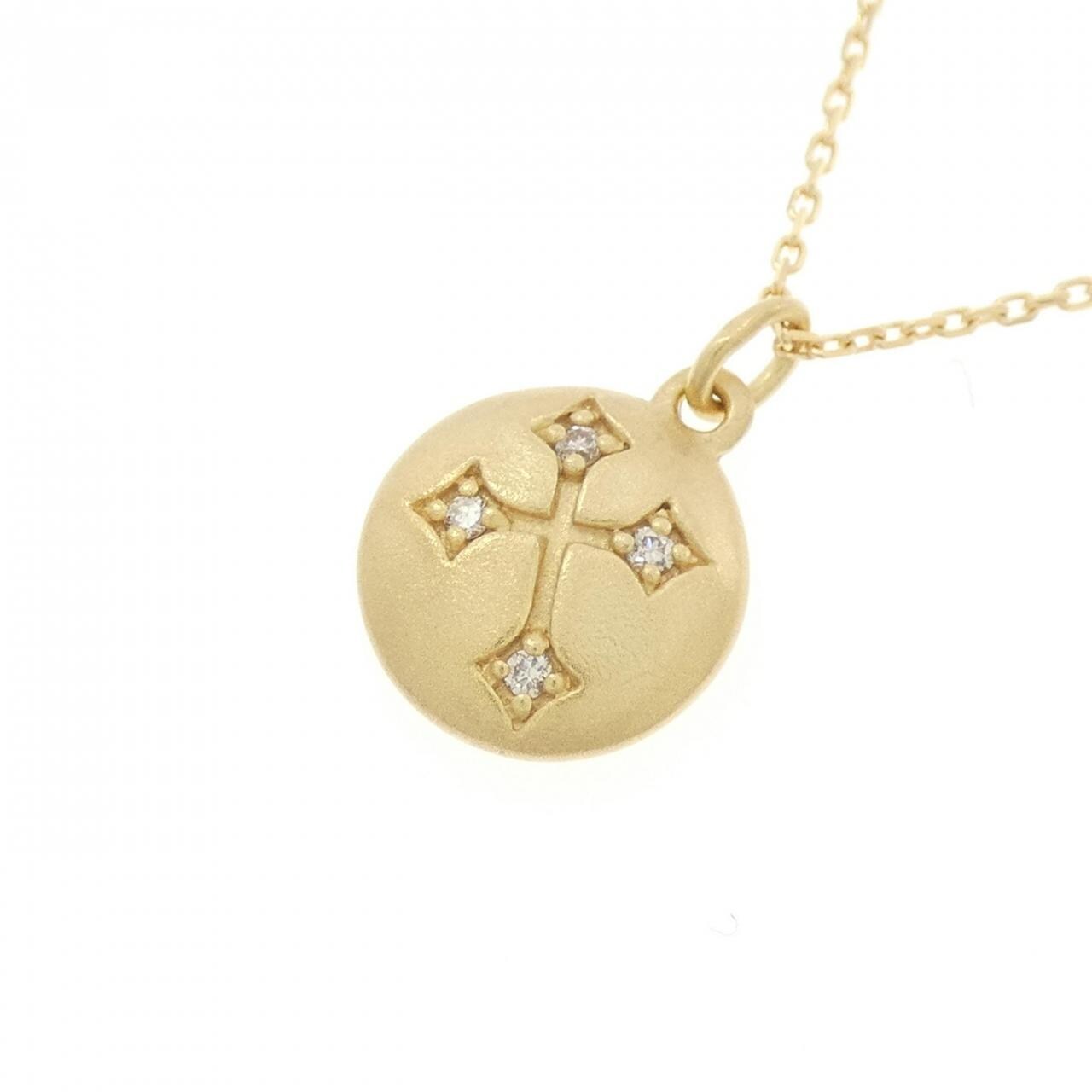 K18YG クロス ダイヤモンド ネックレス 0.03CT