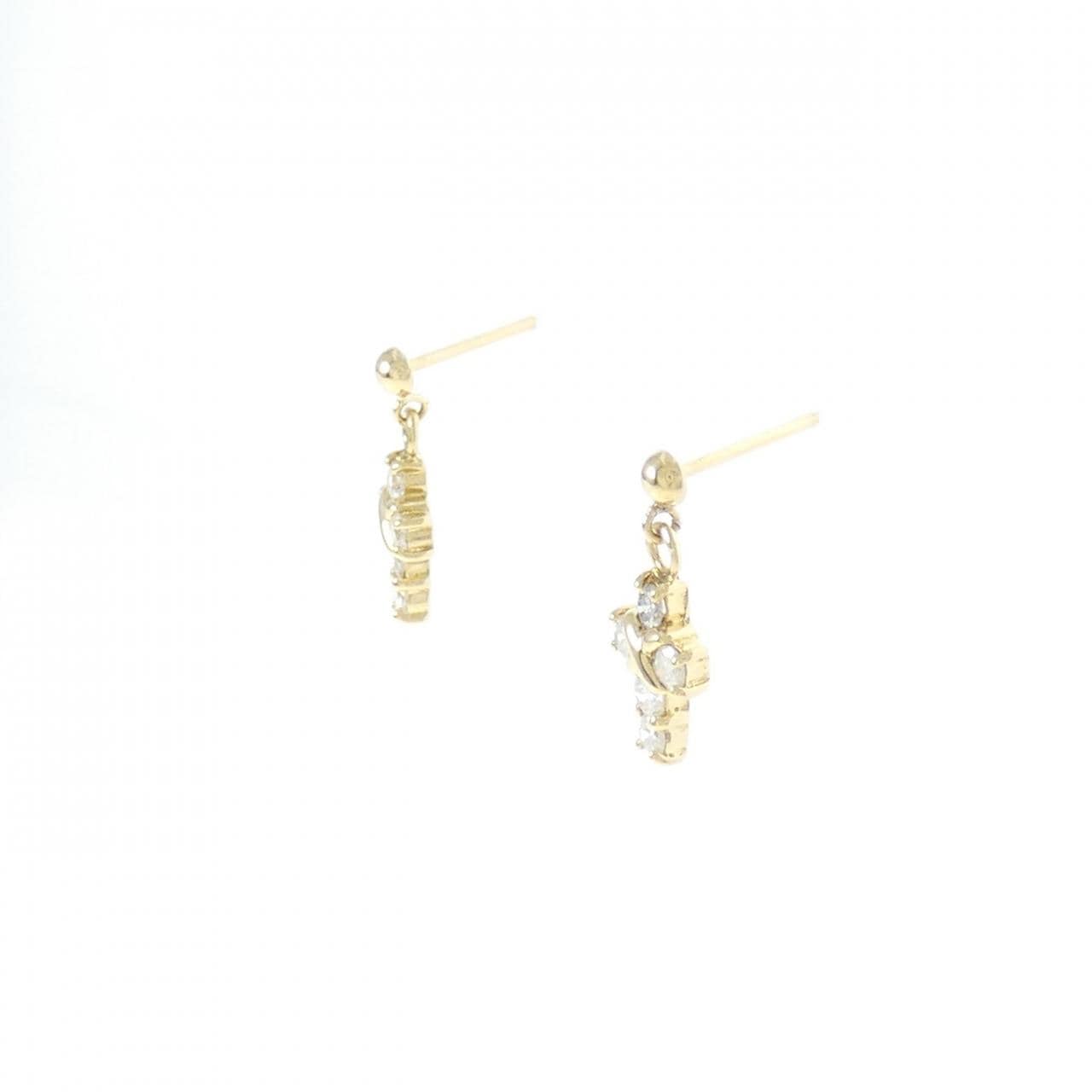 K18YG クロス ダイヤモンド ピアス 0.32CT