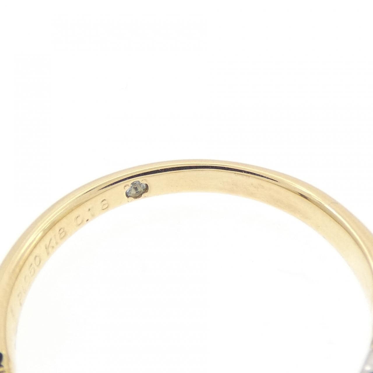 K18YG/PT950 ダイヤモンド リング 0.18CT