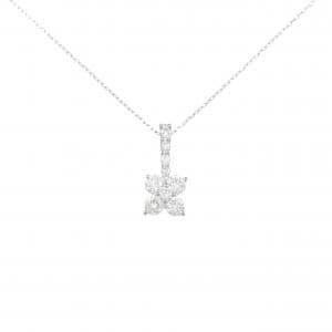 K18WG/PT850 フラワー ダイヤモンド ネックレス 0.35CT