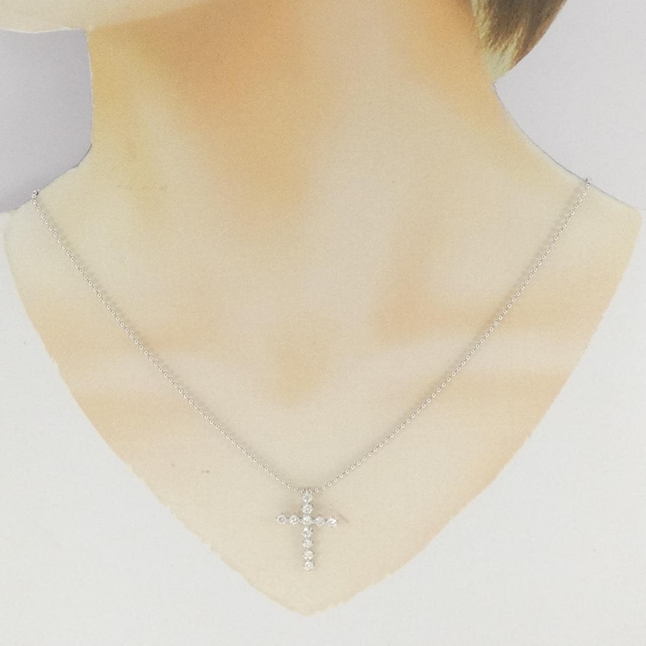 750WG クロス ダイヤモンド ネックレス 0.69CT