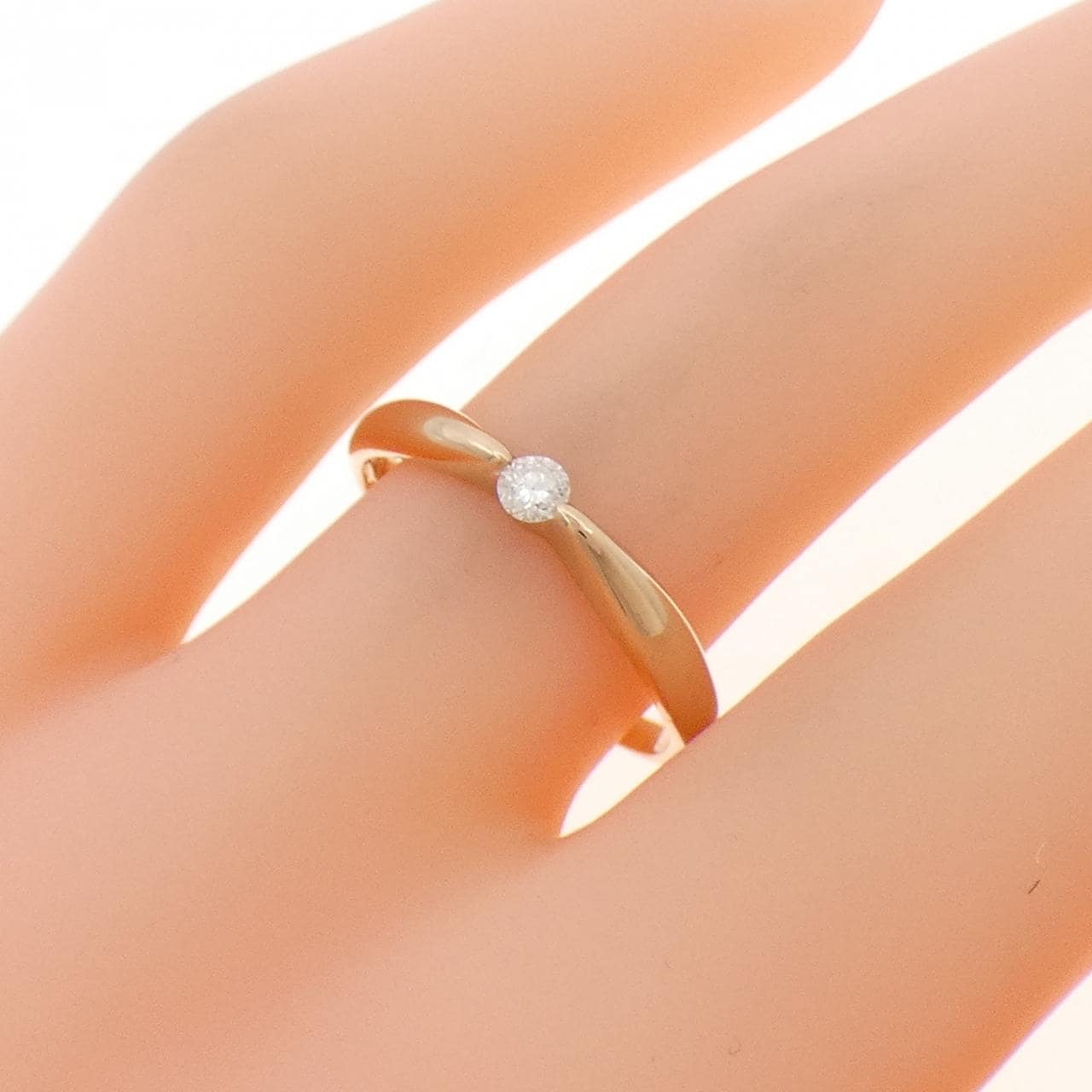 K18PG ソリティア ダイヤモンド リング 0.08CT