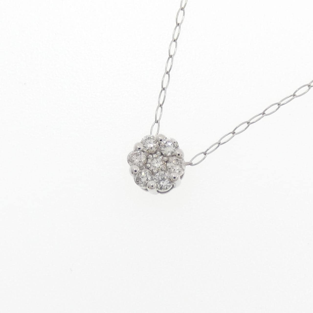 PT900/PT850 フラワー ダイヤモンド ネックレス 0.10CT