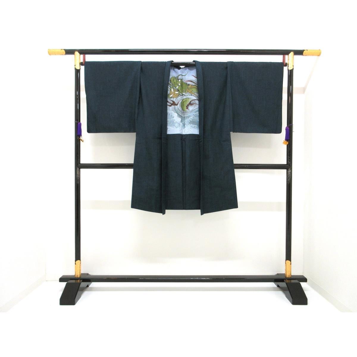Men's pongee kimono and haori 2-piece set