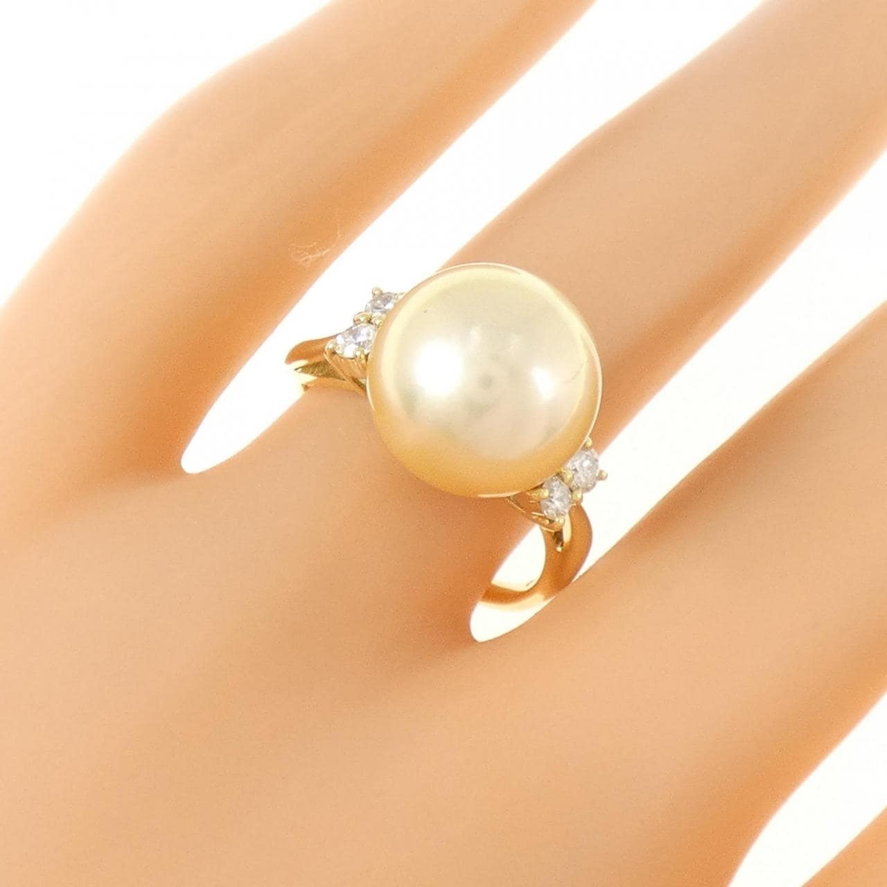 K18YG 白蝶パール リング 11.4mm