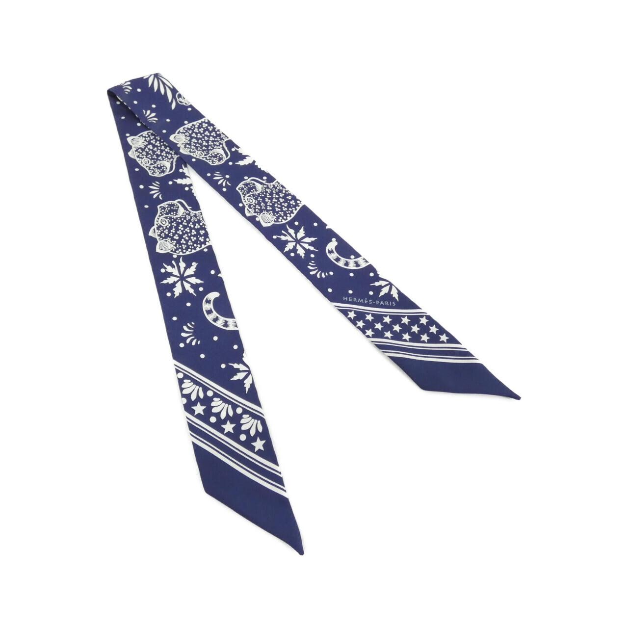 エルメス LES LEOPARDS BANDANA ツイリー 063350S スカーフ