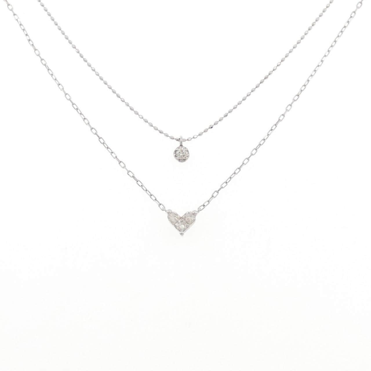 K10WG ハート ダイヤモンド ネックレス 0.15CT