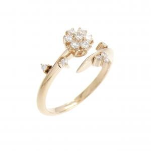 K18PG フラワー ダイヤモンド ピンキーリング 0.15CT