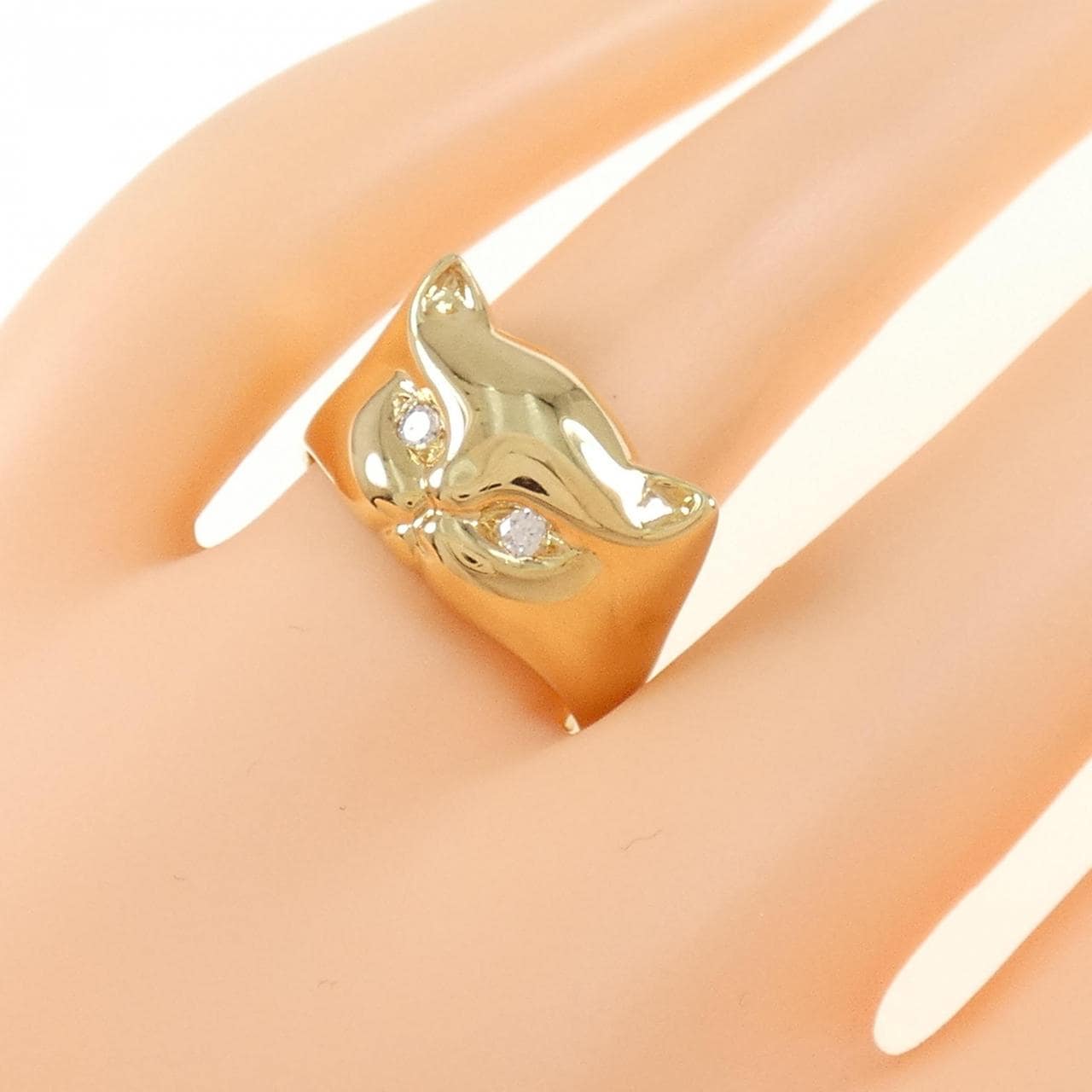 K18YG キャット ダイヤモンド リング 0.06CT