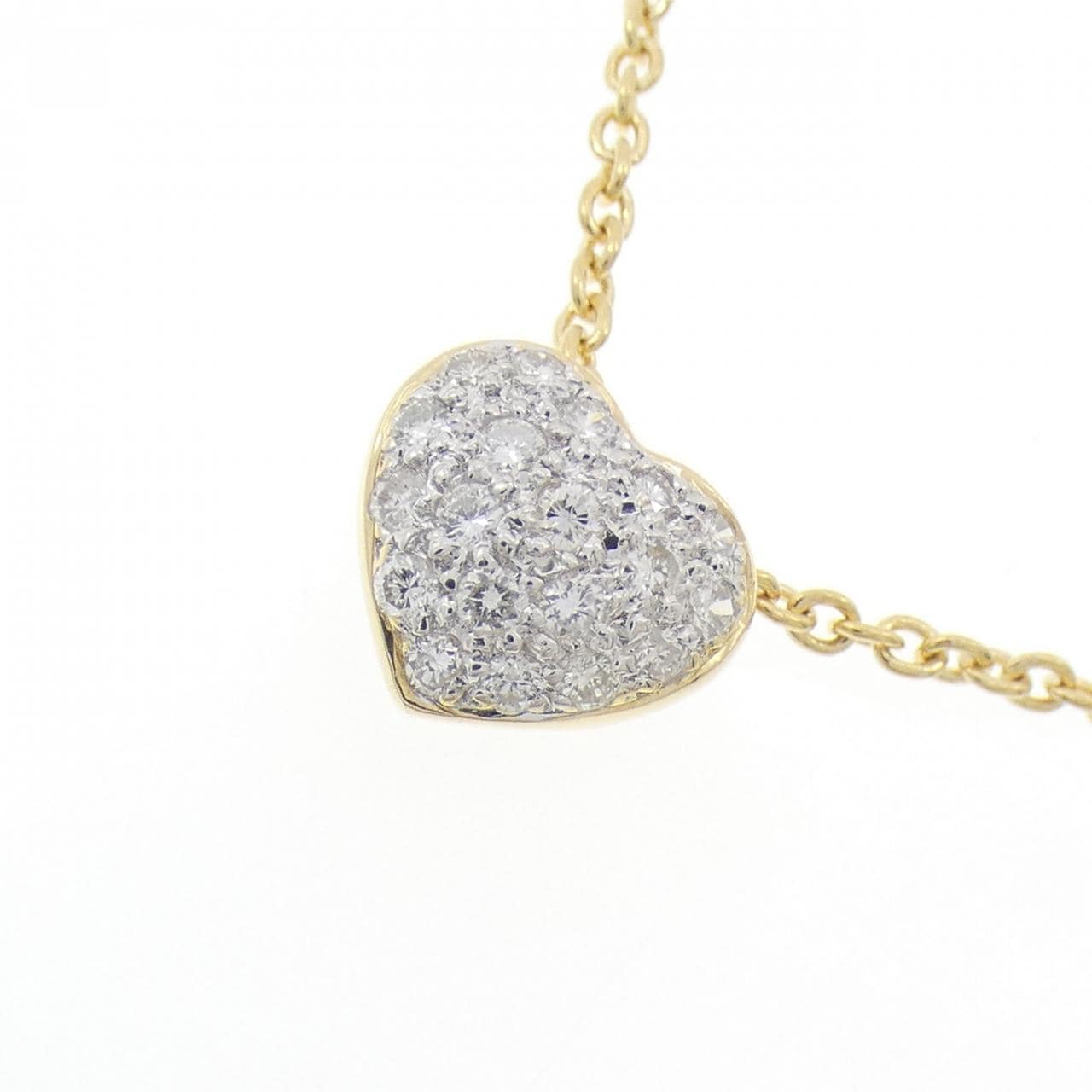 K18YG/K18WG ハート ダイヤモンド ネックレス 0.20CT