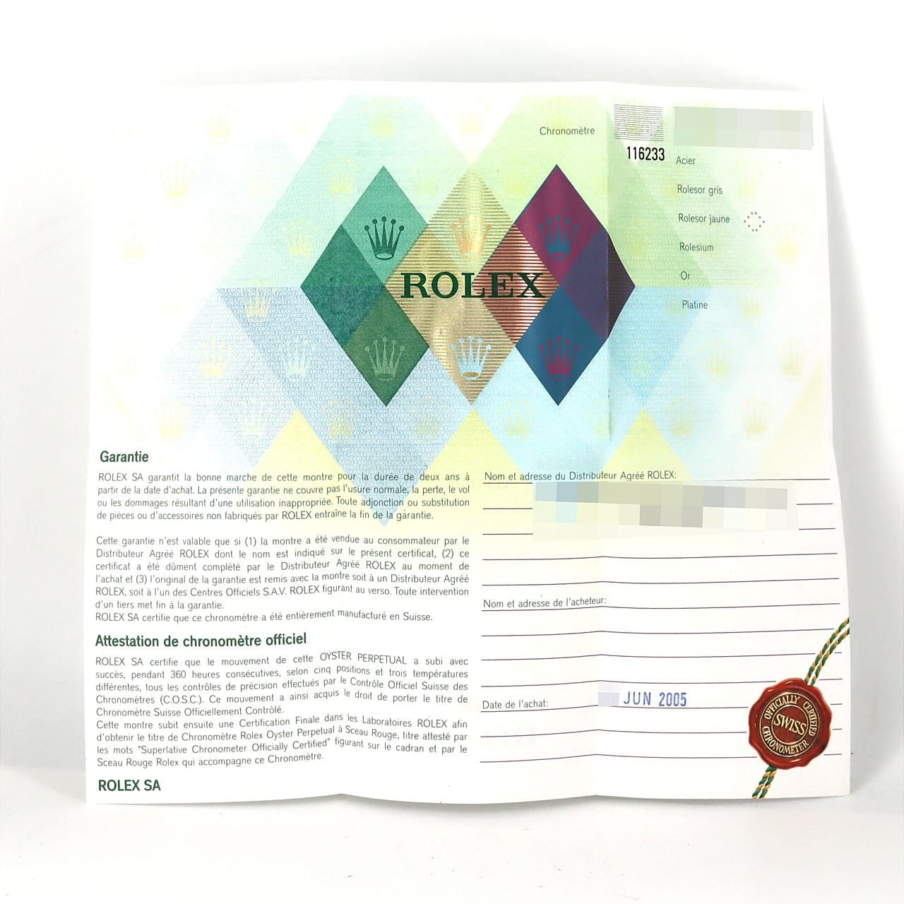 ロレックス デイトジャスト 116233G SSxYG 自動巻 F番