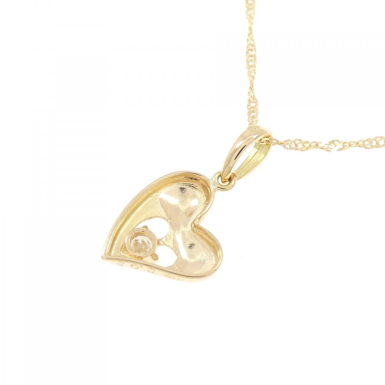 K18YG/750YG ハート ダイヤモンド ネックレス 0.05CT