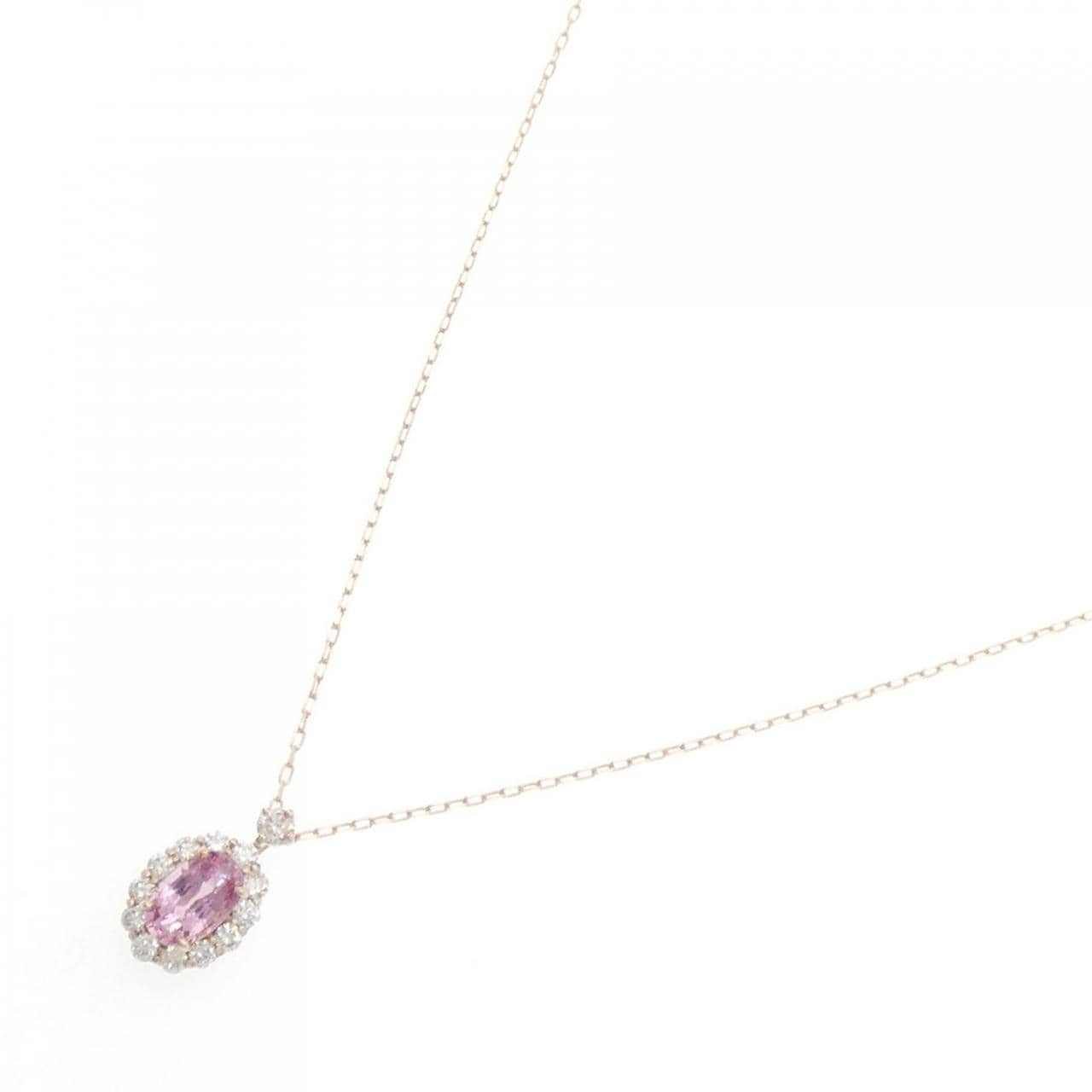 [BRAND NEW] K18PG Padparadscha Sapphire Necklace 0.475CT