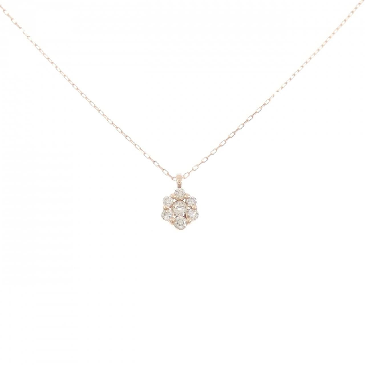 【新品】K10PG フラワー ダイヤモンド ネックレス 0.10CT