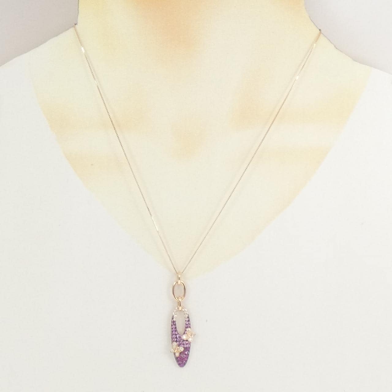 K18PG/K18BG バタフライ サファイヤ ネックレス 1.44CT